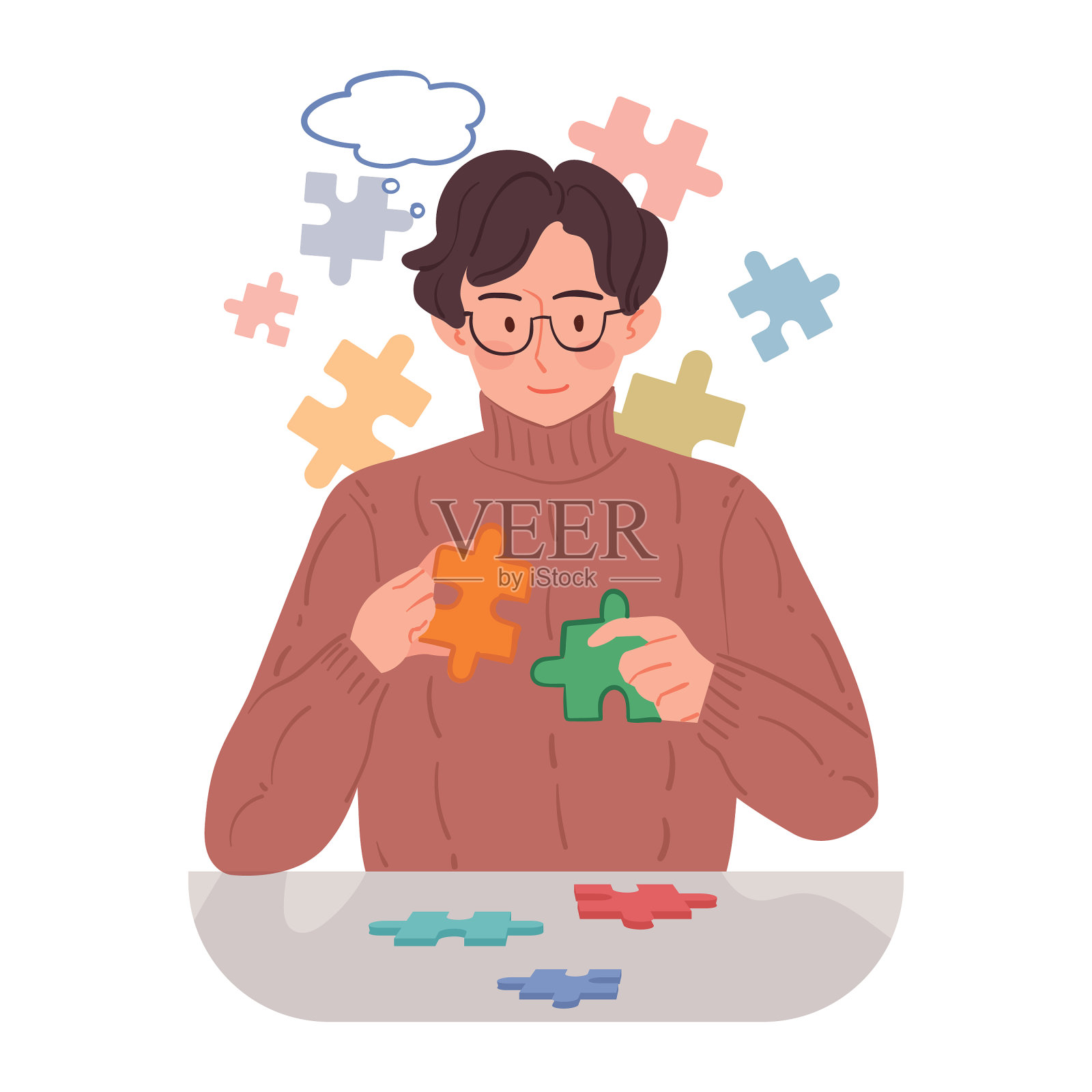 解谜的人。插画图片素材