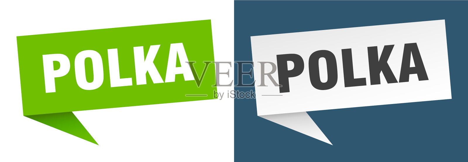 波尔卡旗帜标志波尔卡讲话气泡标签集插画图片素材