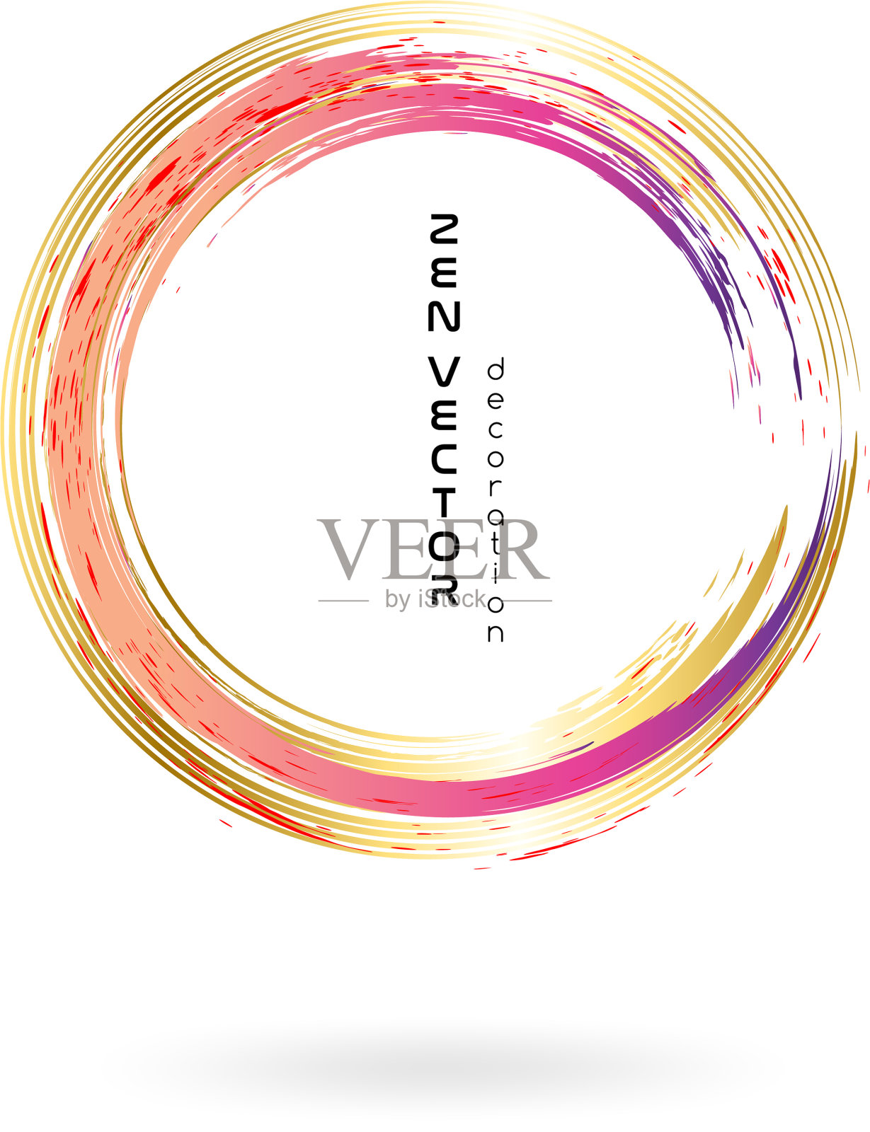 水墨禅圆纹章手绘抽象画插画图片素材