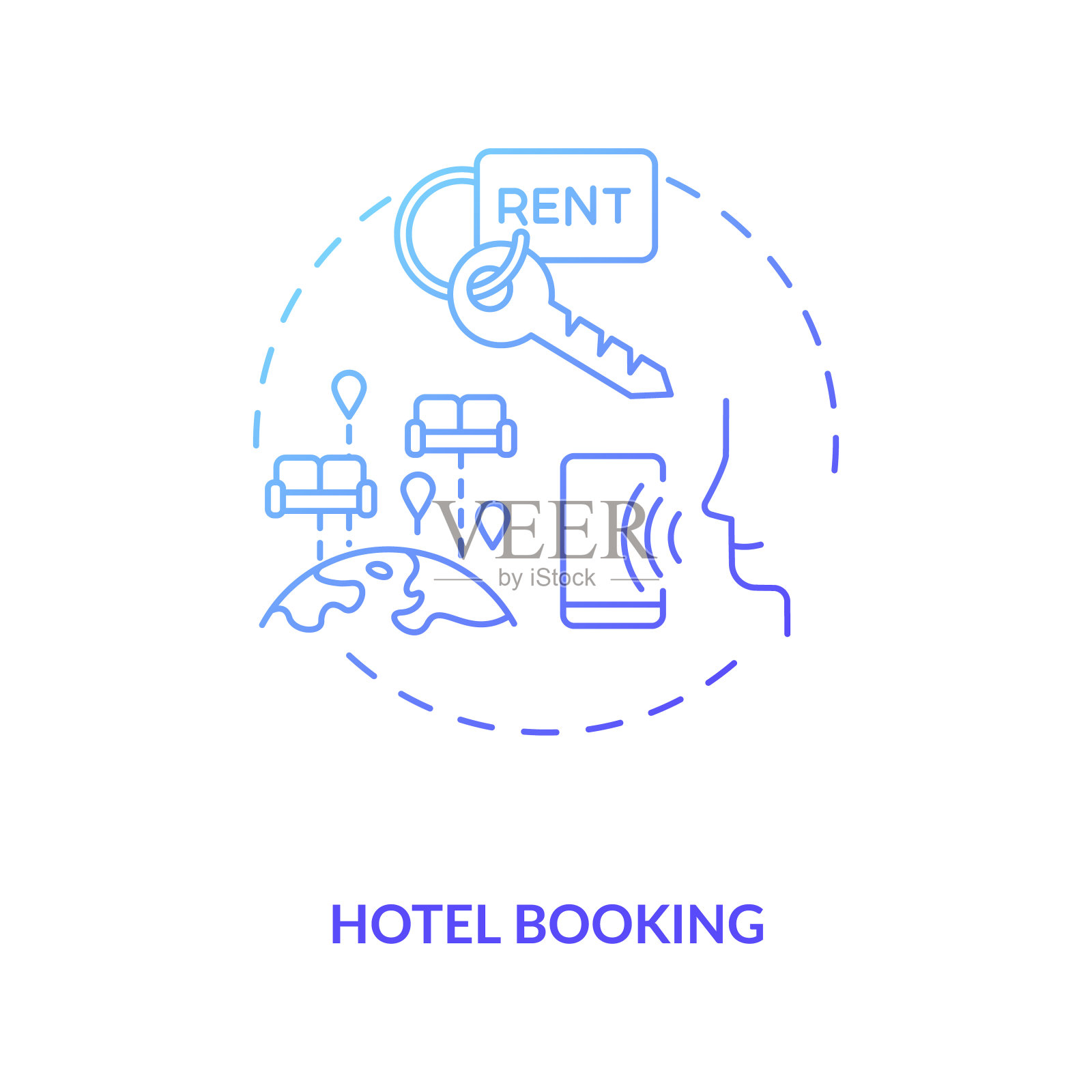 酒店预订概念图标插画图片素材