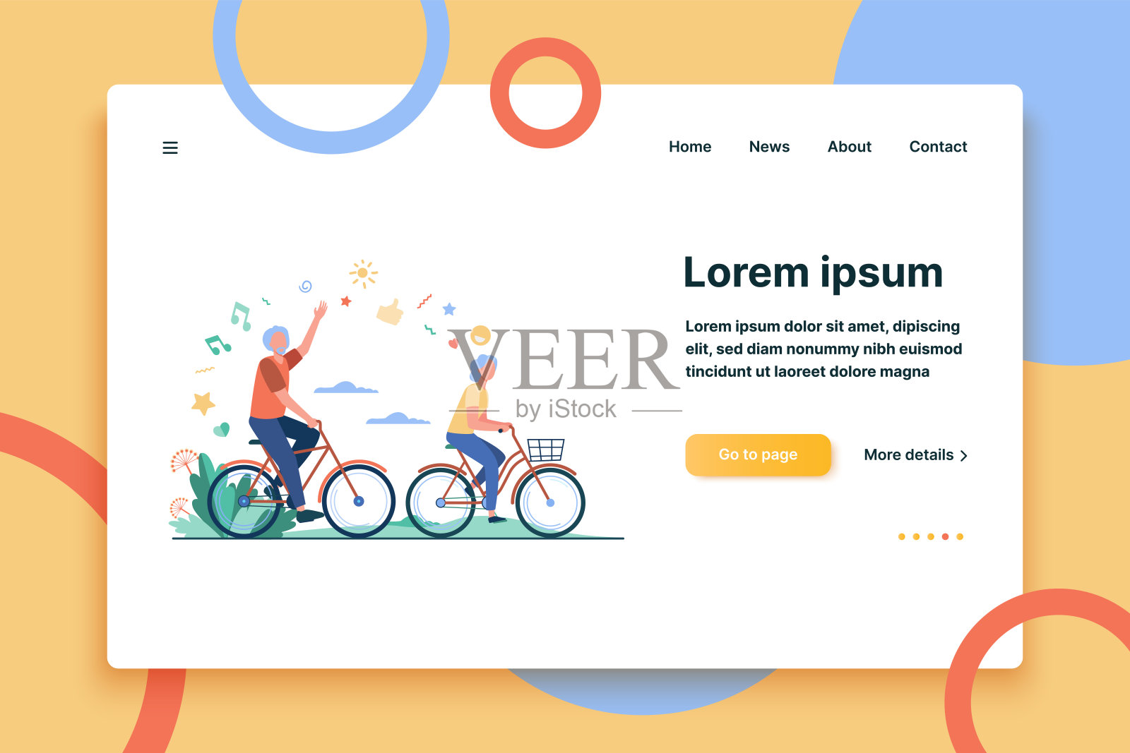 老年男女在城市公园里骑自行车插画图片素材