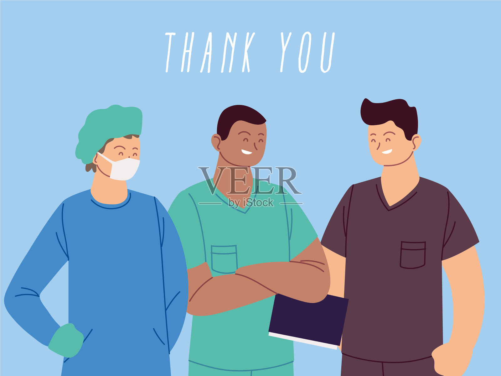 谢谢医生、护士和医务人员插画图片素材