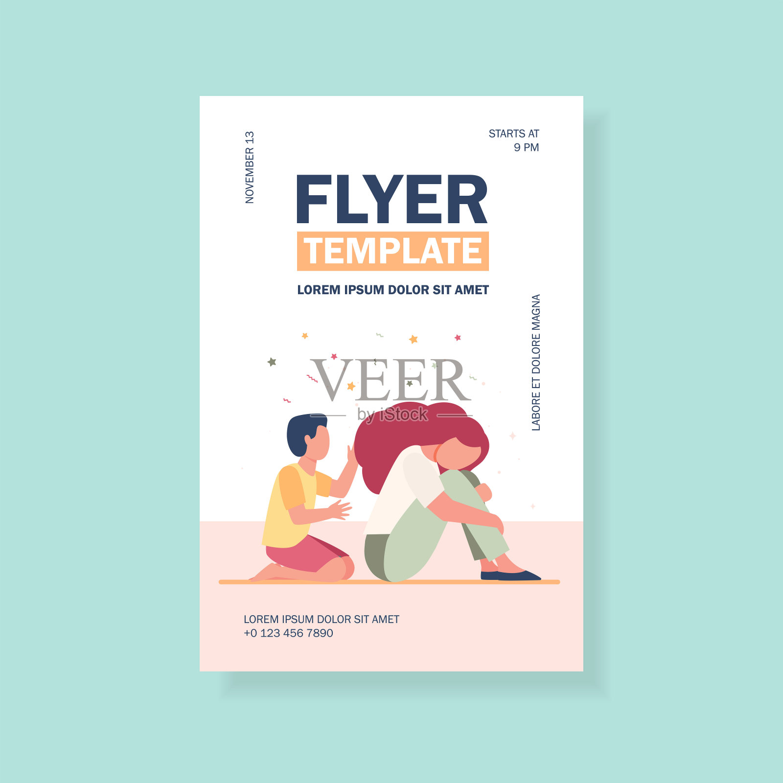 男孩试图帮助悲伤的女人设计模板素材