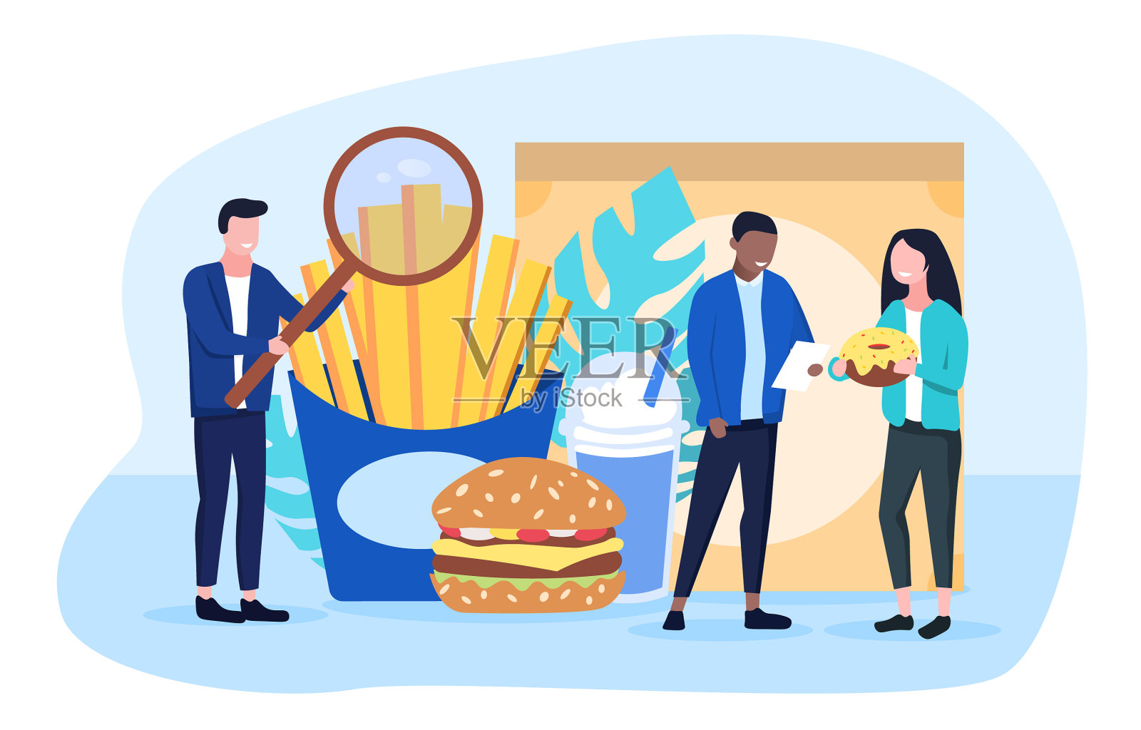 食品检验员对快餐进行质量控制设计元素图片