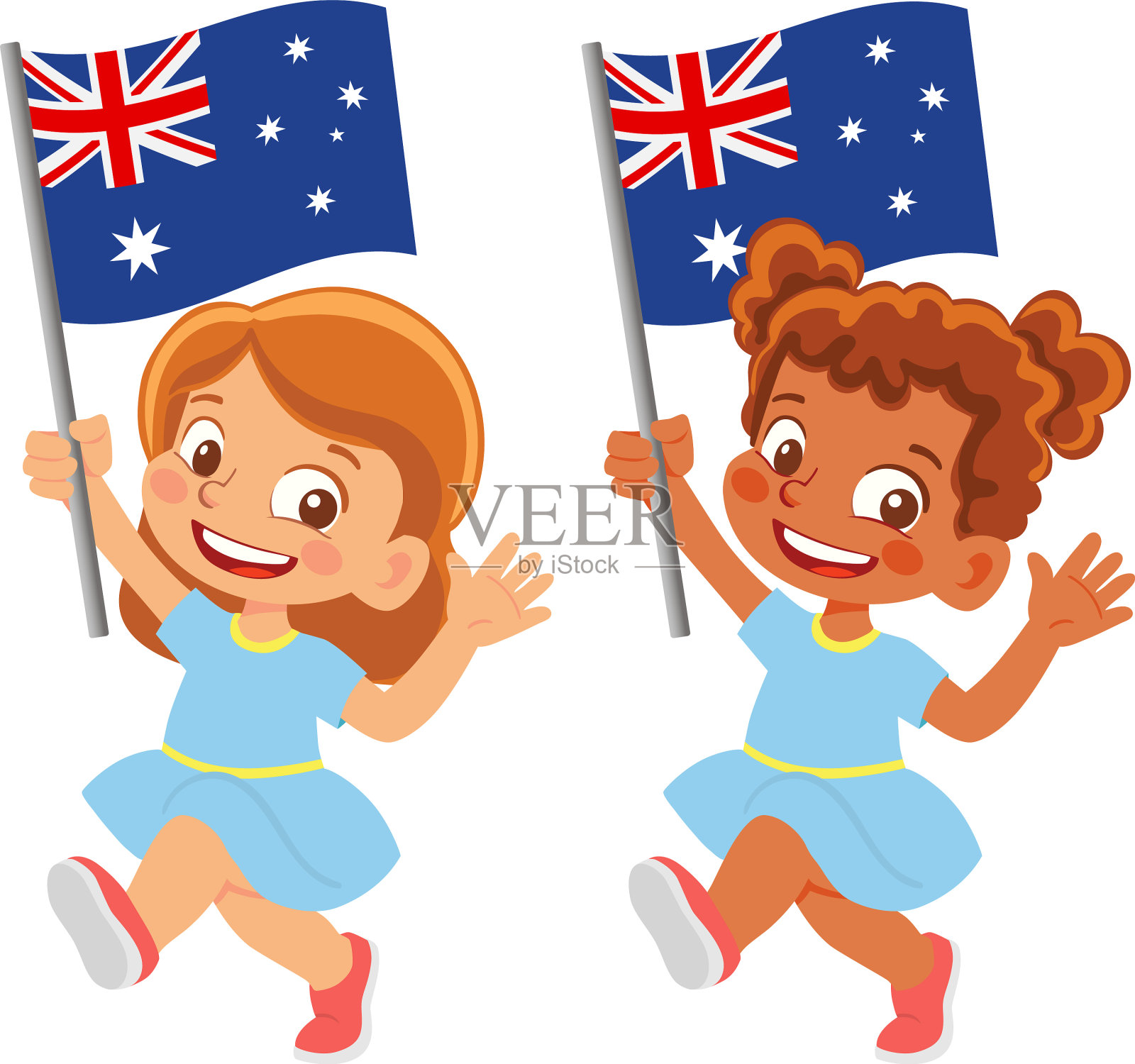 手持澳大利亚国旗插画图片素材