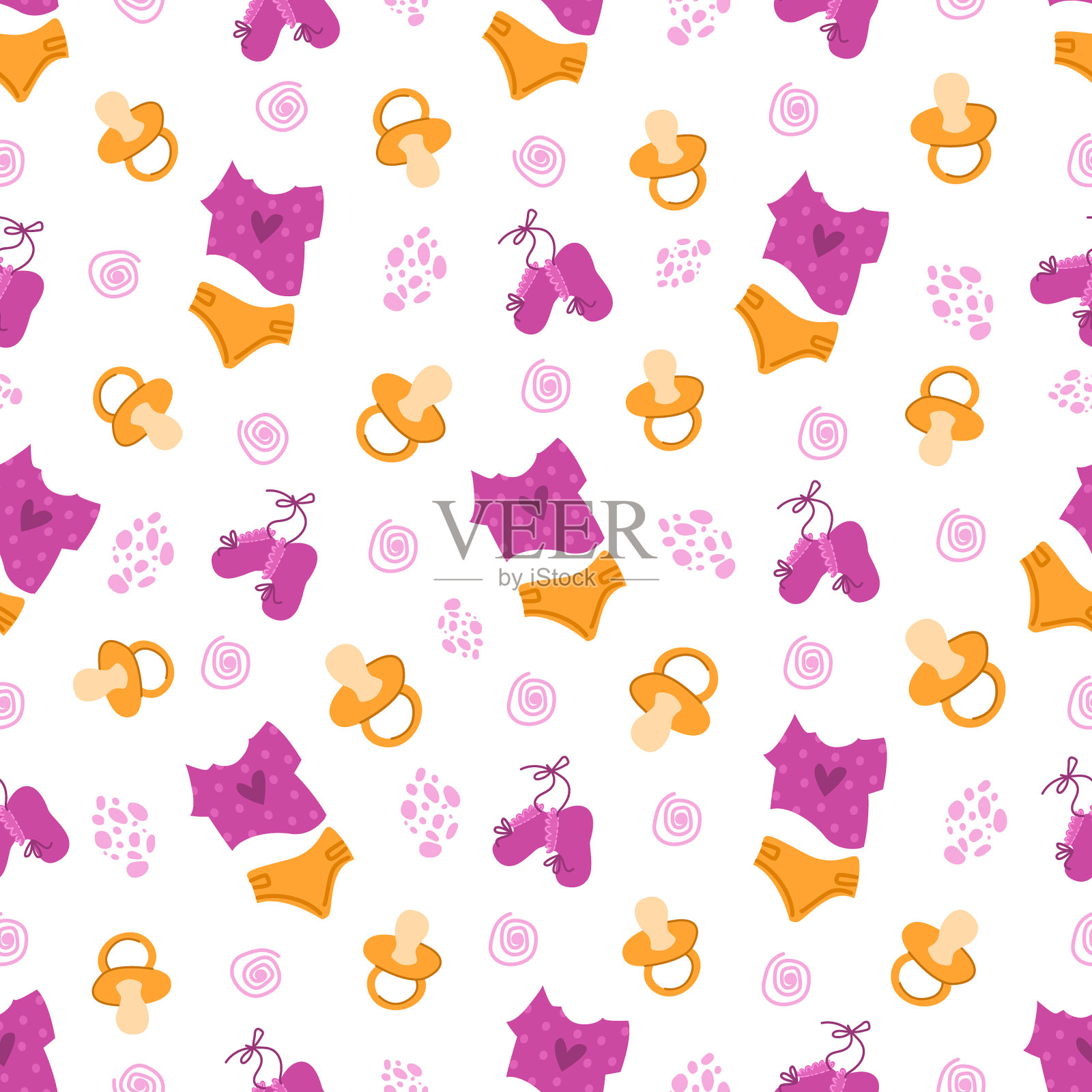 母亲和童年的无缝模式插画图片素材