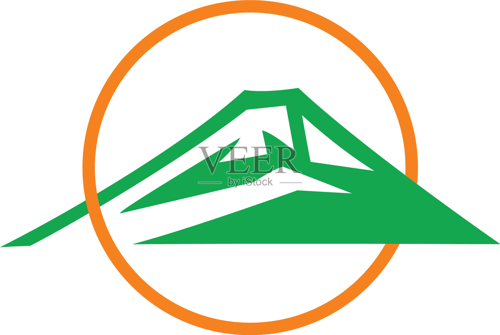 山圆太阳重叠彩色标志设计元素图片