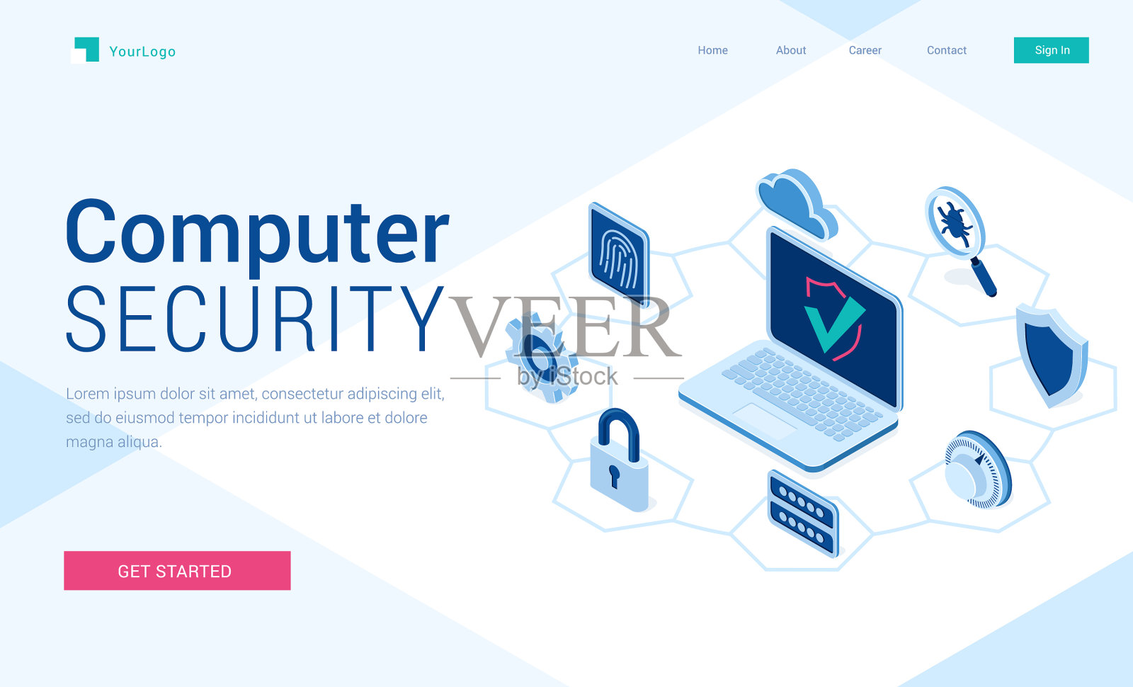 登陆页计算机安全插画图片素材