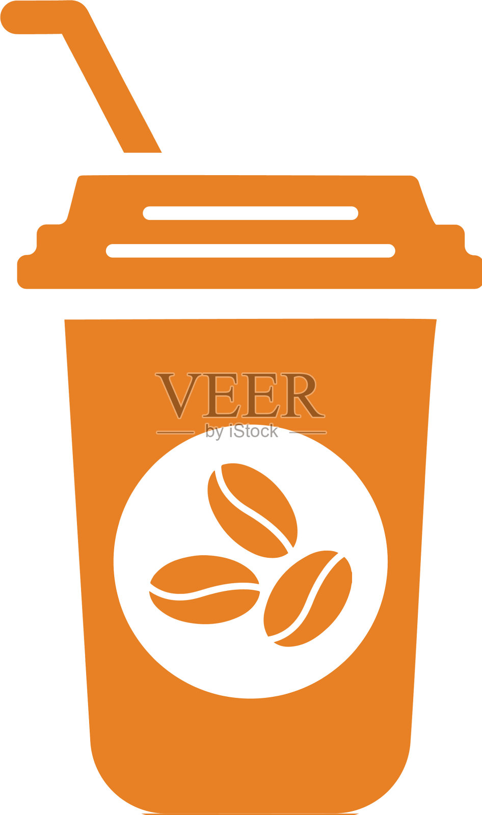 喝咖啡的图标橙色是孤立的白色插画图片素材