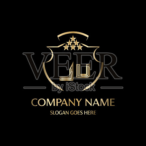 首字母居以皇家豪华标志为模板插画图片素材