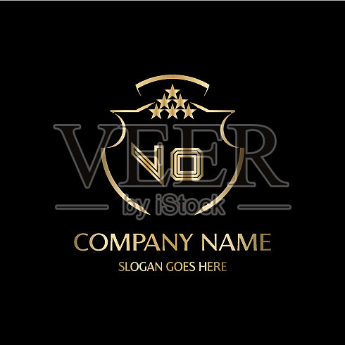 Vo字母首字母与皇家豪华标志模板插画图片素材