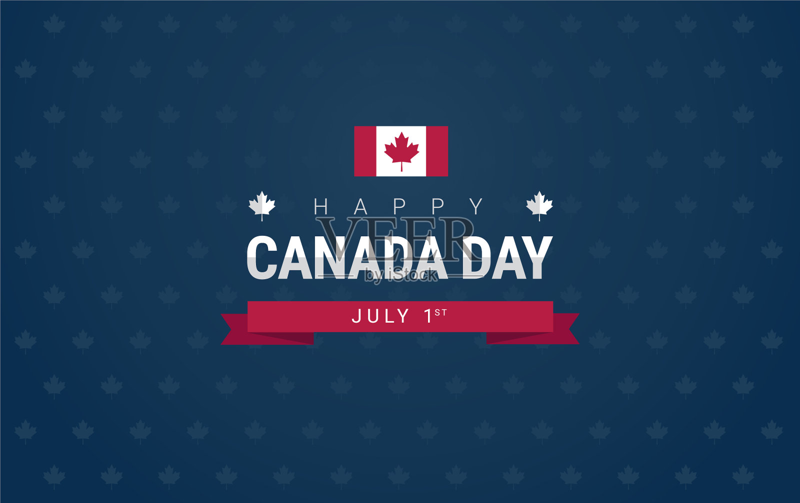 快乐加拿大日贺卡-加拿大国旗上插画图片素材