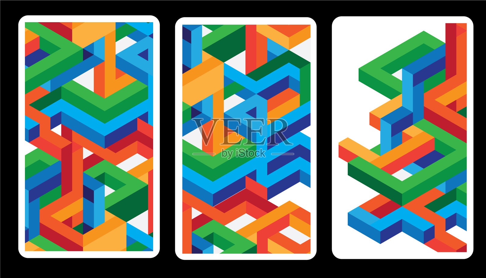 设置彩色的等距背景插画图片素材