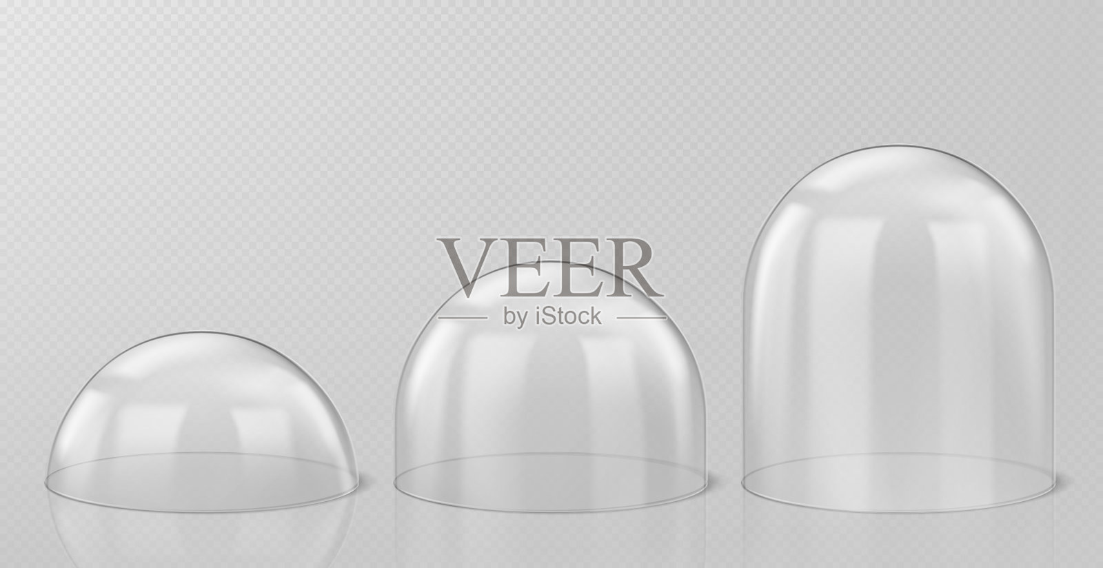 现实玻璃圆顶圣诞雪球设置图标素材