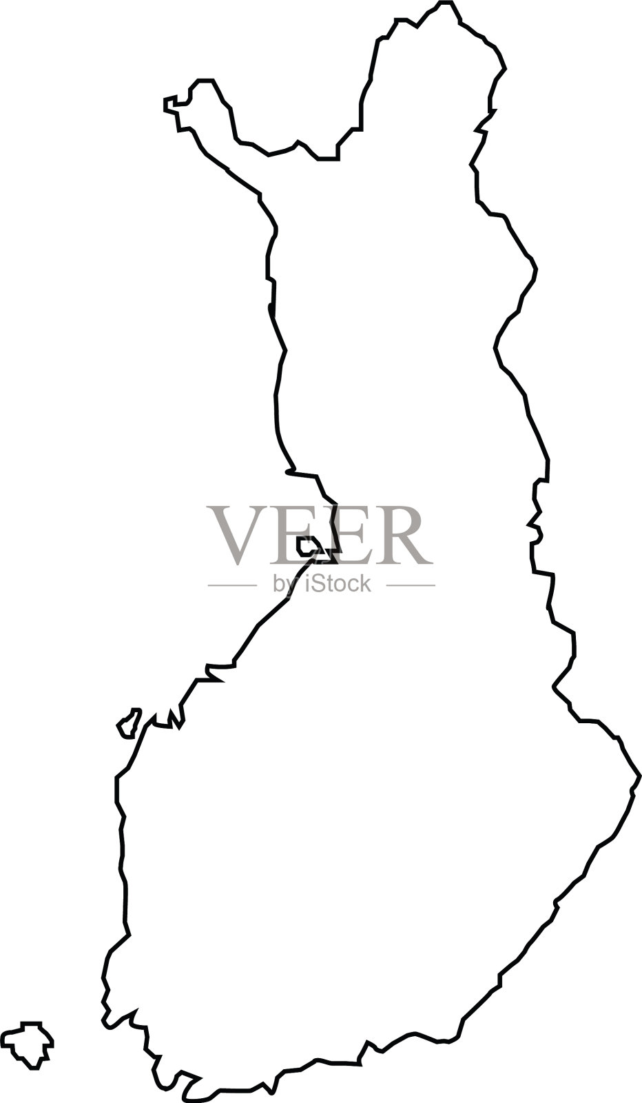 芬兰地图大纲国家插画图片素材