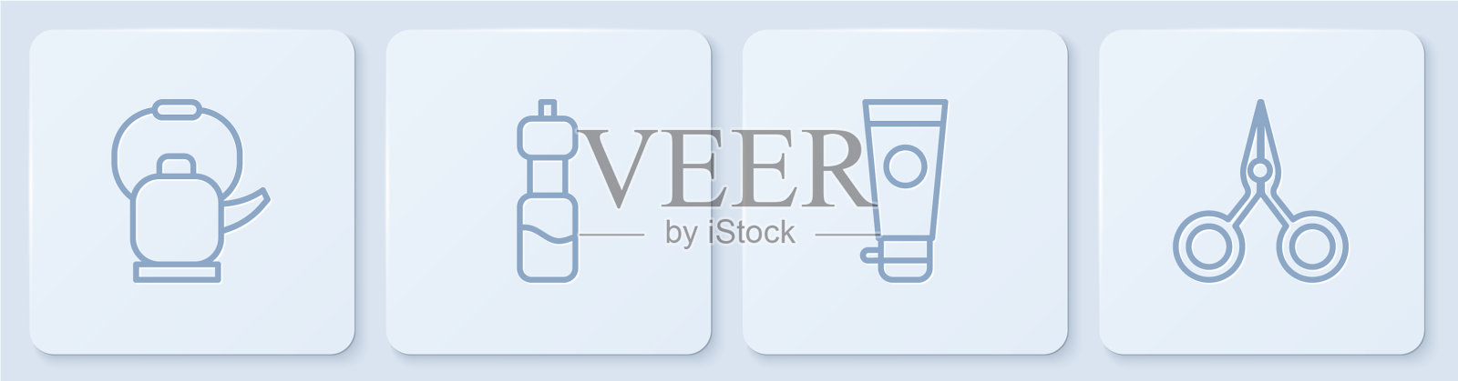 设置线水壶与提手霜或乳液图标素材