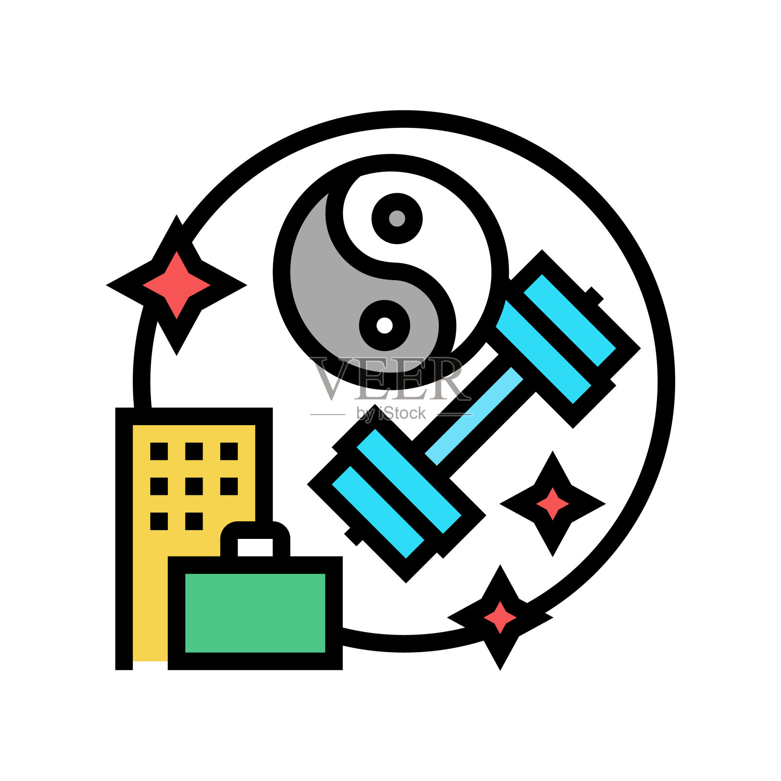 保持健康和健康的好处颜色图标矢量插图插画图片素材