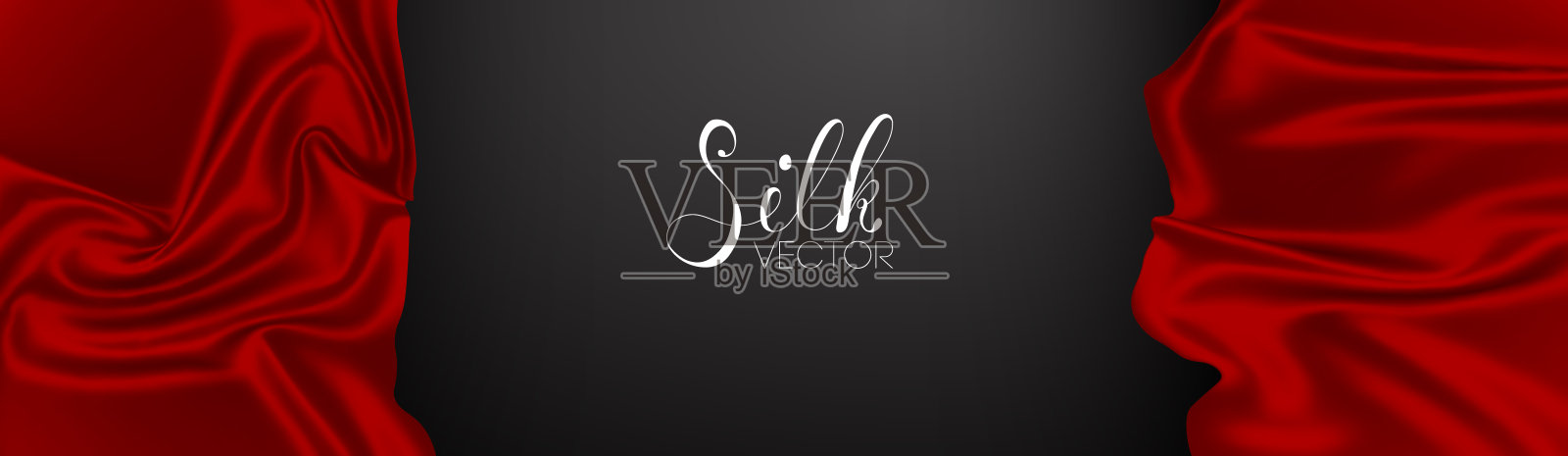时尚的概念。黑色背景上的红色丝绸。奢侈的背景模板矢量插图。奖项提名设计元素。红色时尚的背景。设计元素图片