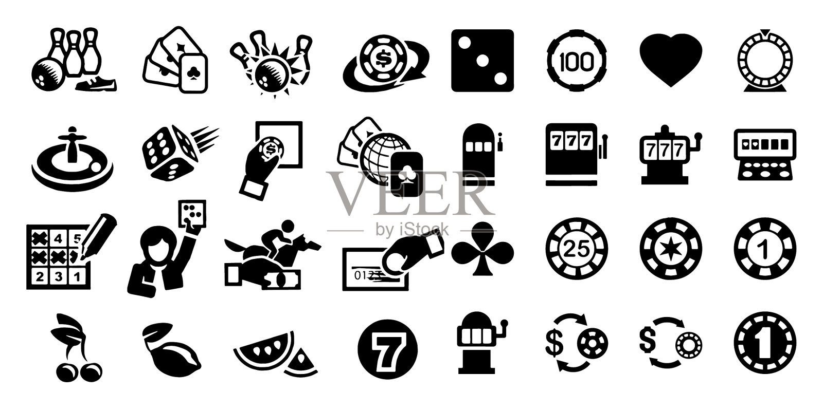 赌场和赌博的图标设置图标素材