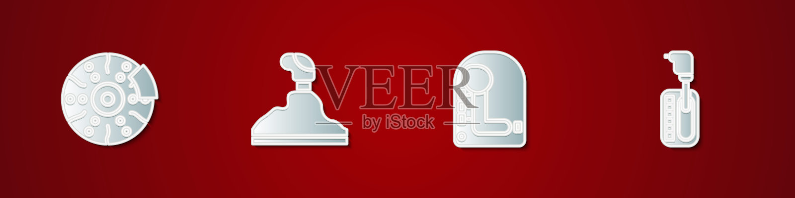 设置汽车刹车盘与卡钳,换挡,和图标。向量图标素材