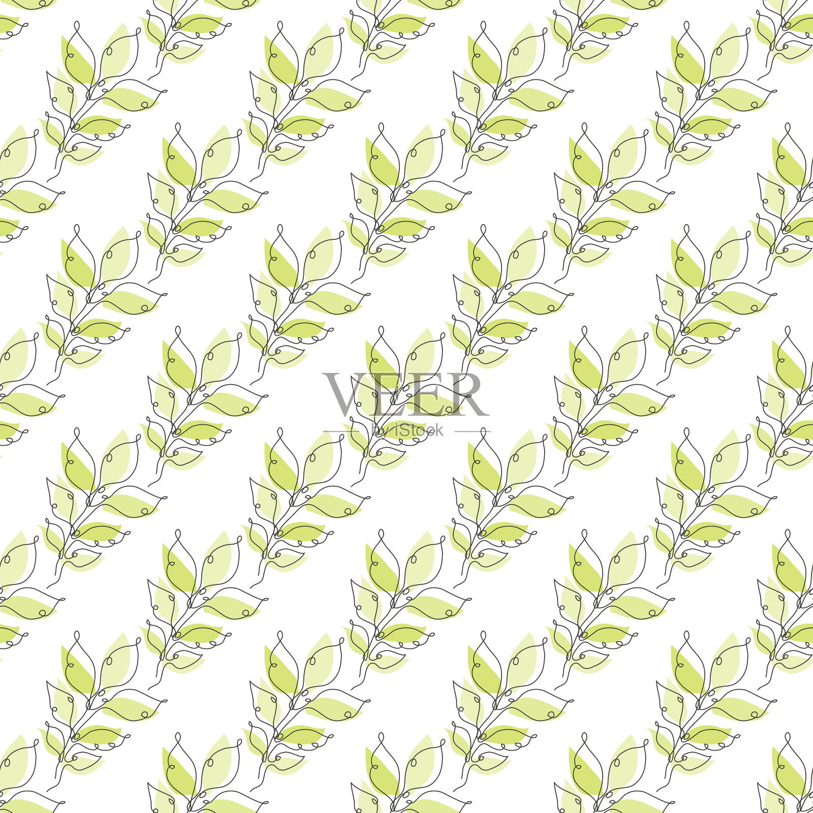 花卉无缝图案线条艺术插画图片素材