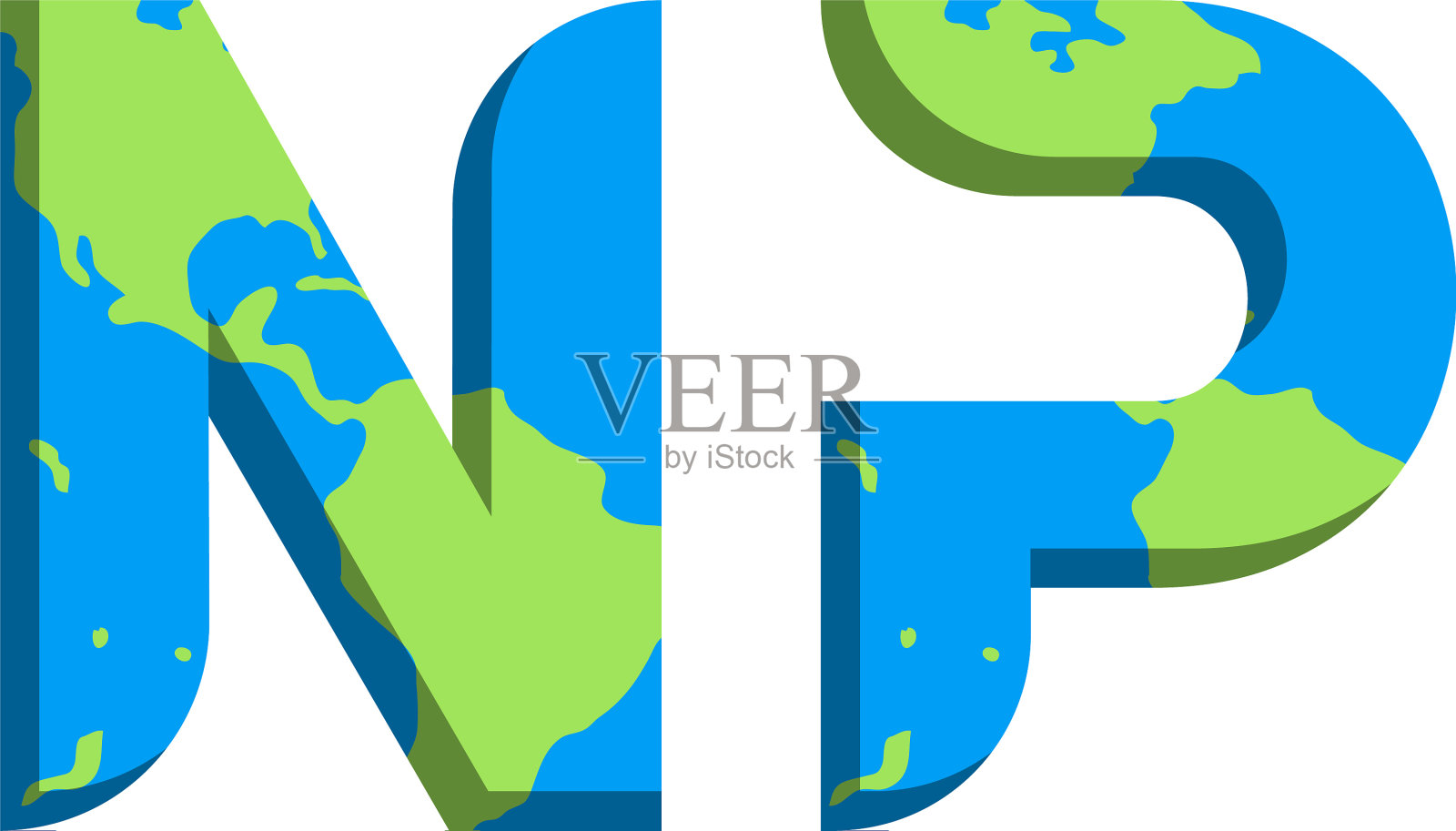 初始np标志设计与世界地图风格的标志插画图片素材