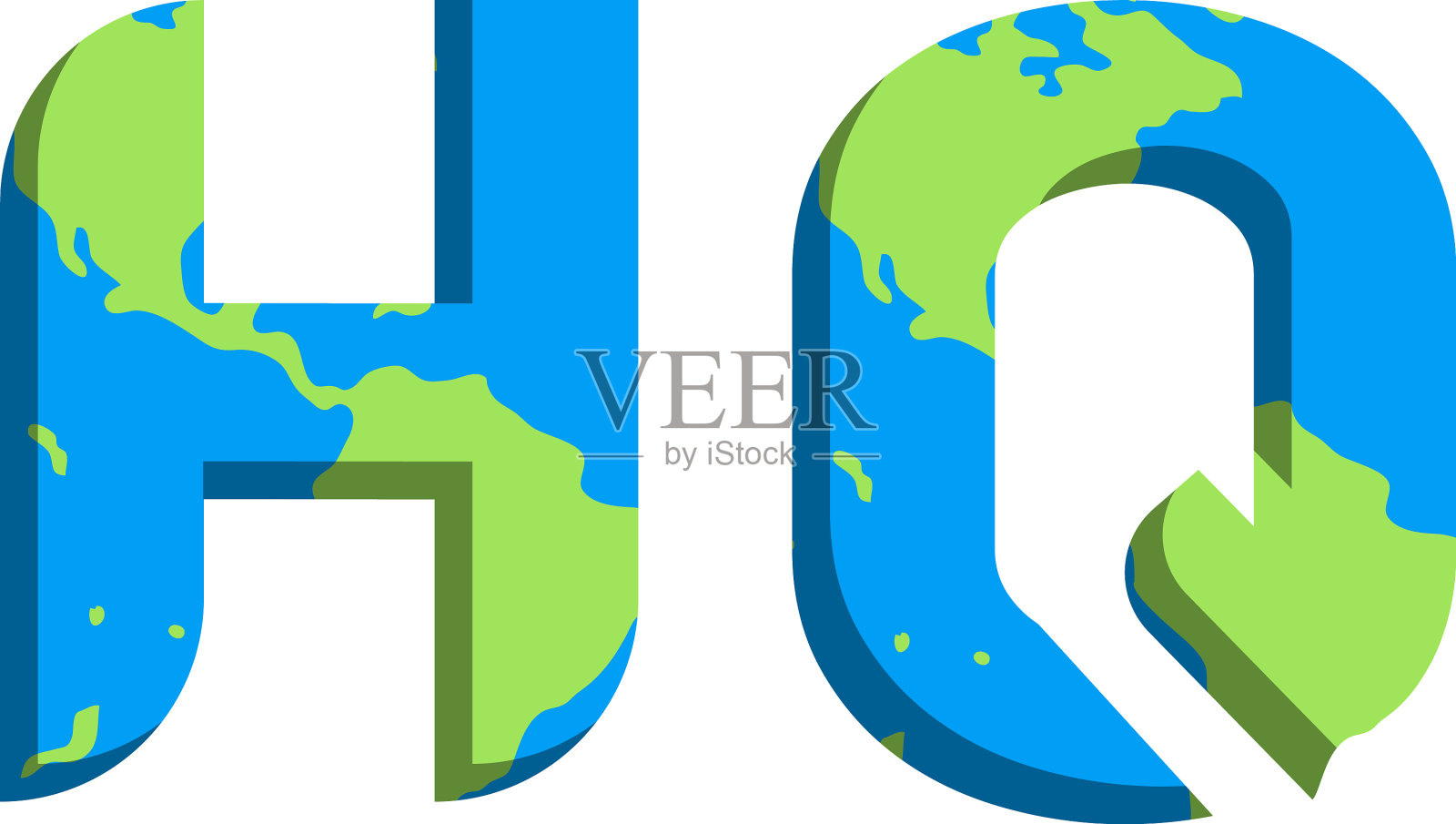 最初的总部标志设计与世界地图风格的标志插画图片素材