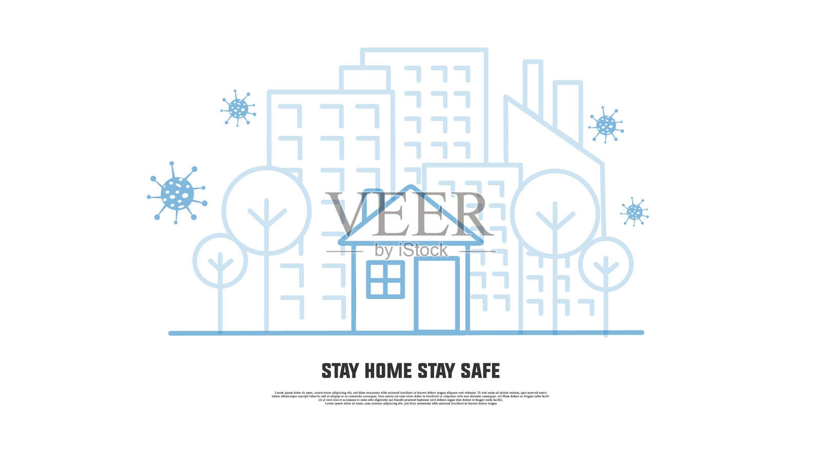 横幅线艺术呆在家里呆安全避免插画图片素材