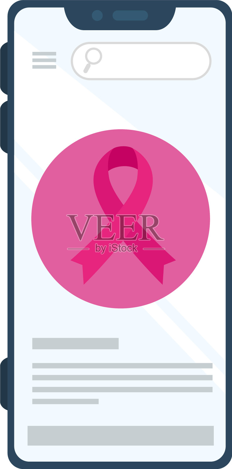 智能手机设计中的粉色丝带插画图片素材