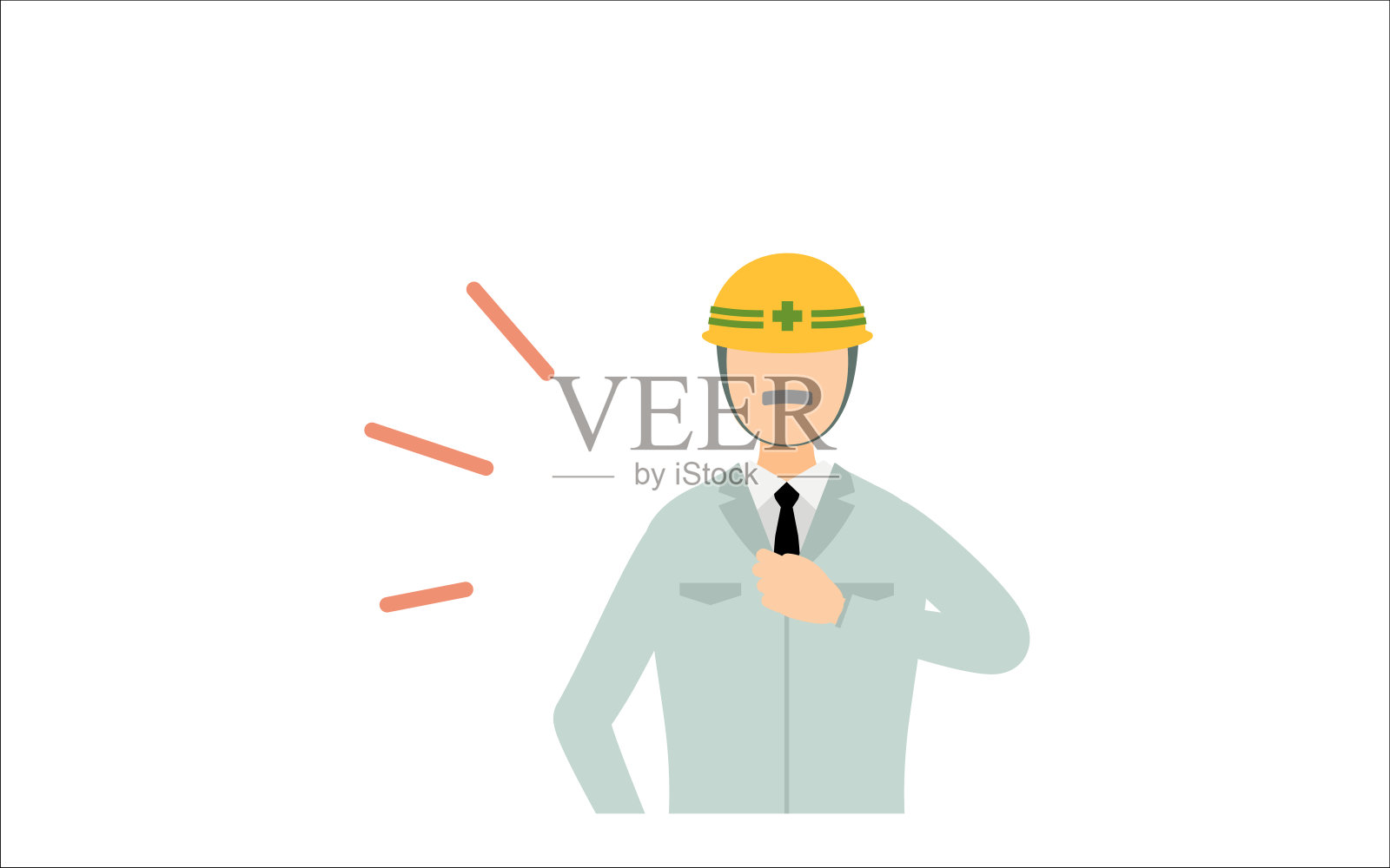 施工现场主任姿势设置,资深男性插画图片素材