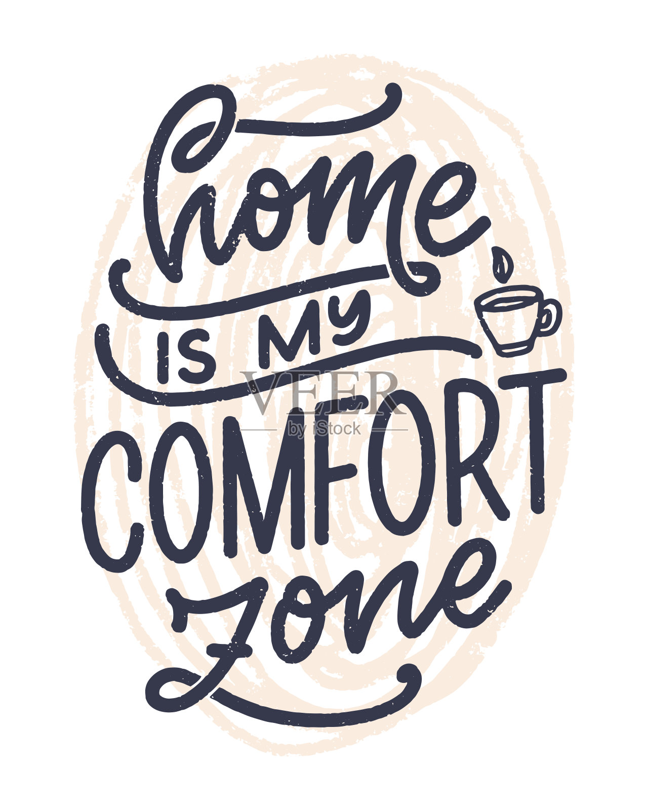 手绘字母引用现代书法风格关于家。用于印刷和海报设计的标语。向量插画图片素材