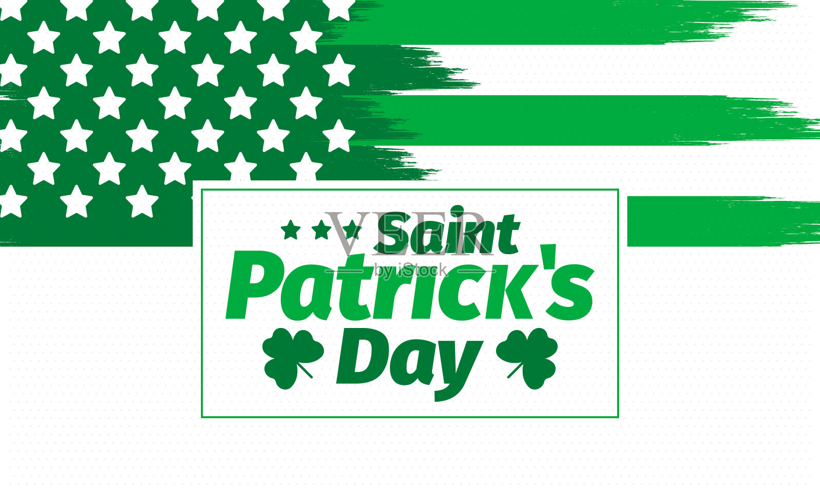 圣帕特里克节快乐。传统的爱尔兰的节日。每年3月17日庆祝。三叶草和三叶草叶子。绿色和橙色的政党设计。爱尔兰的颜色。海报、卡片、横幅和背景。向量插画图片素材