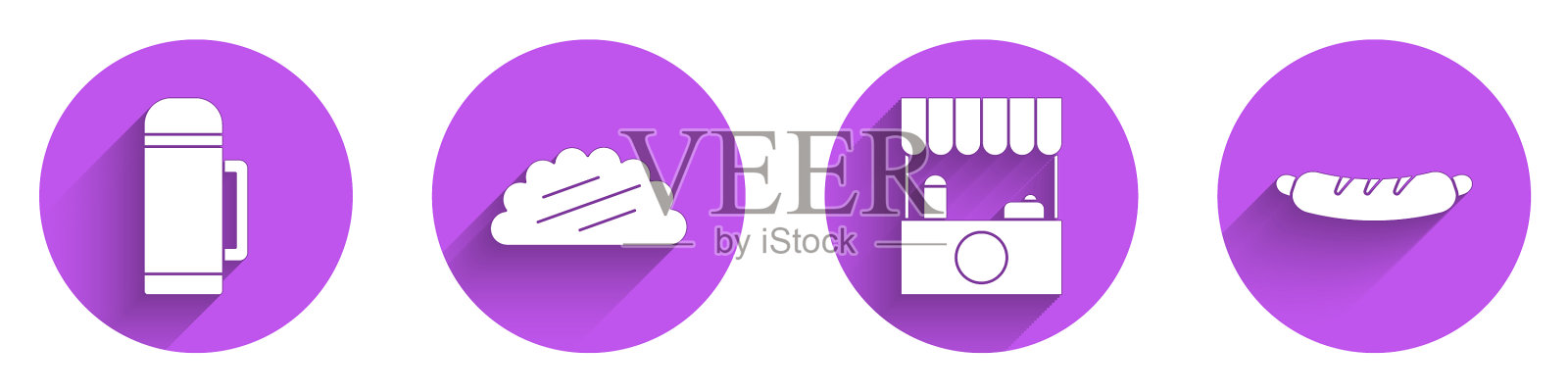 设置热容器玉米卷与玉米饼街图标素材