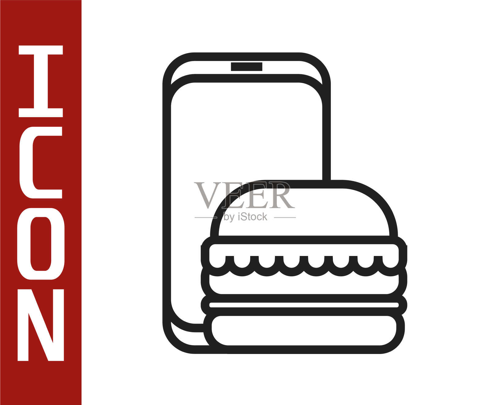 黑线在线订餐和速递图标素材