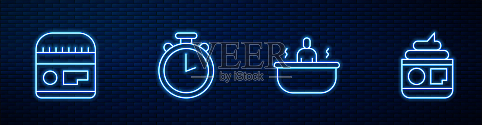 设定线浴缸膏或洗液美容管插画图片素材