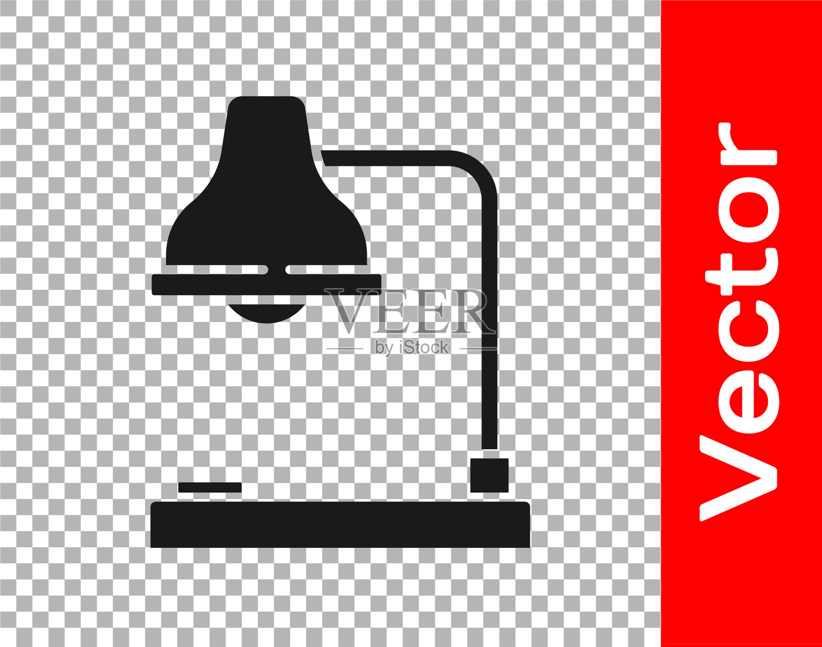 黑色台灯图标隔离上透明插画图片素材