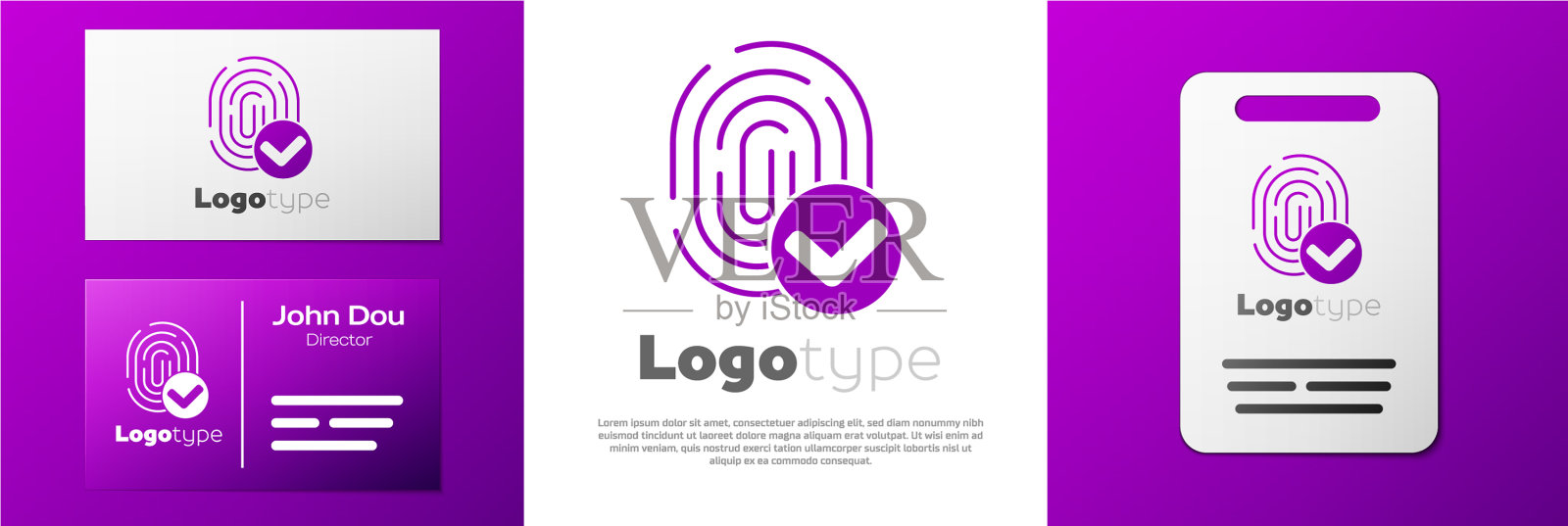 标识型指纹图标孤立在白色插画图片素材