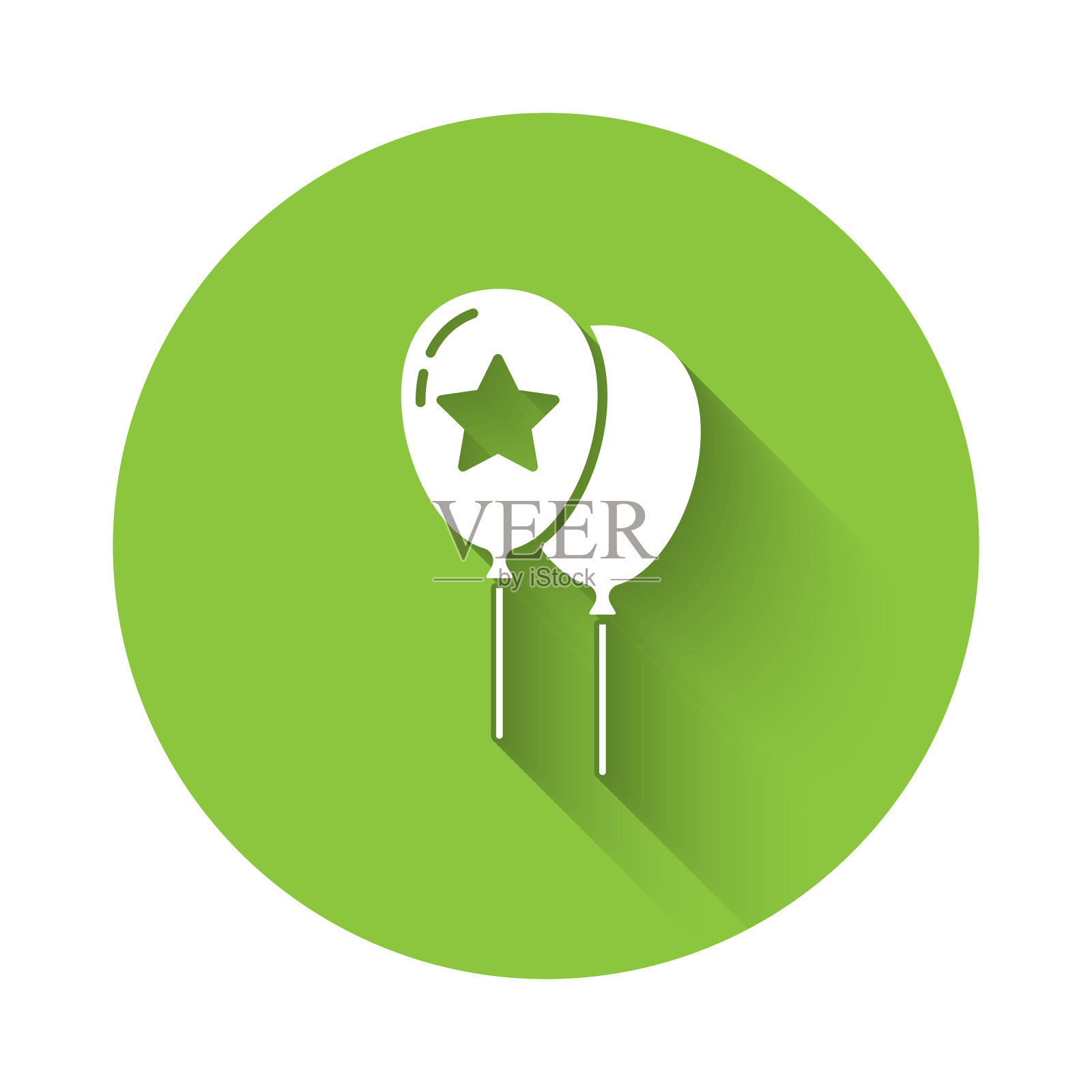 白色气球与丝带图标隔离与长插画图片素材