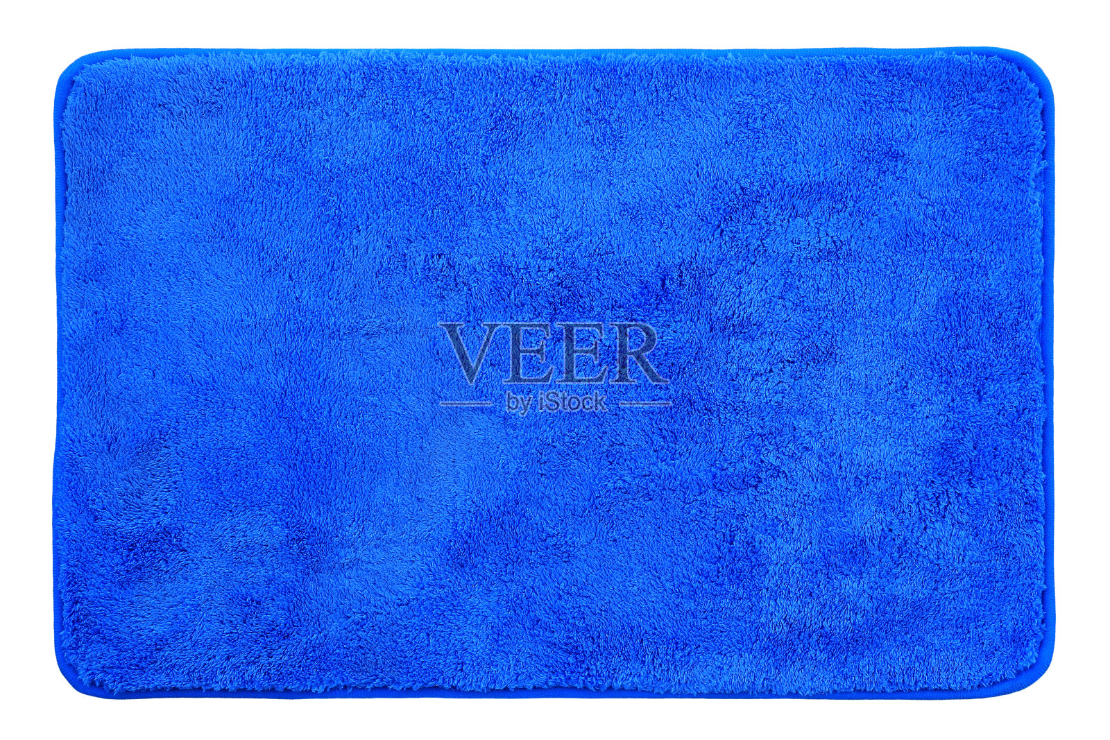 蓝色地毯孤立在白色背景上。俯视图照片摄影图片