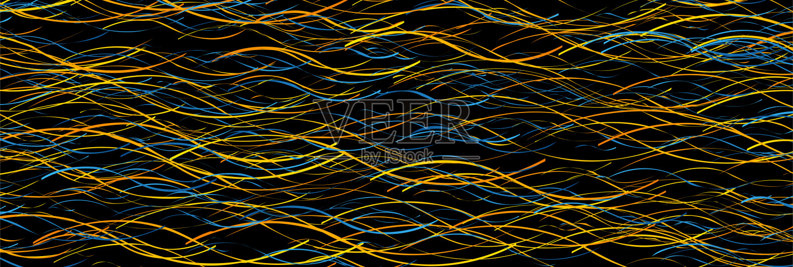 蓝橙抽象波浪线技术未来的旗帜插画图片素材