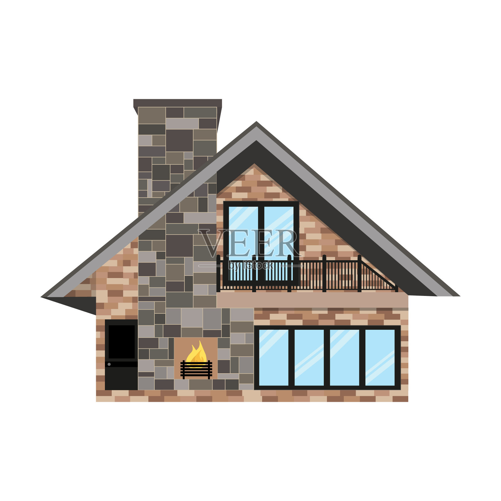 的房子。郊区住宅外平设计,正面有屋顶。
私人住宅项目。
矢量图插画图片素材