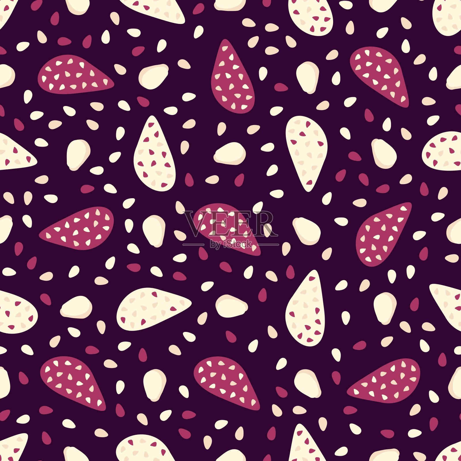 无缝模式与手绘有机形状。织物,纸张印刷,剪贴簿或墙纸的美丽纹理。矢量插图。可爱的彩色抽象背景。插画图片素材