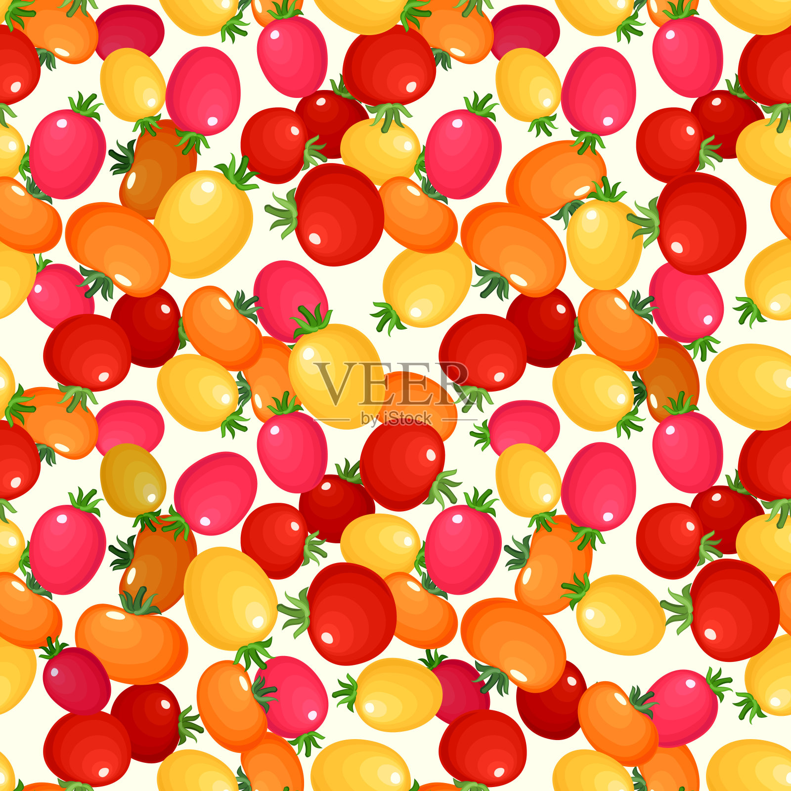 无缝图案与彩色番茄。插画图片素材