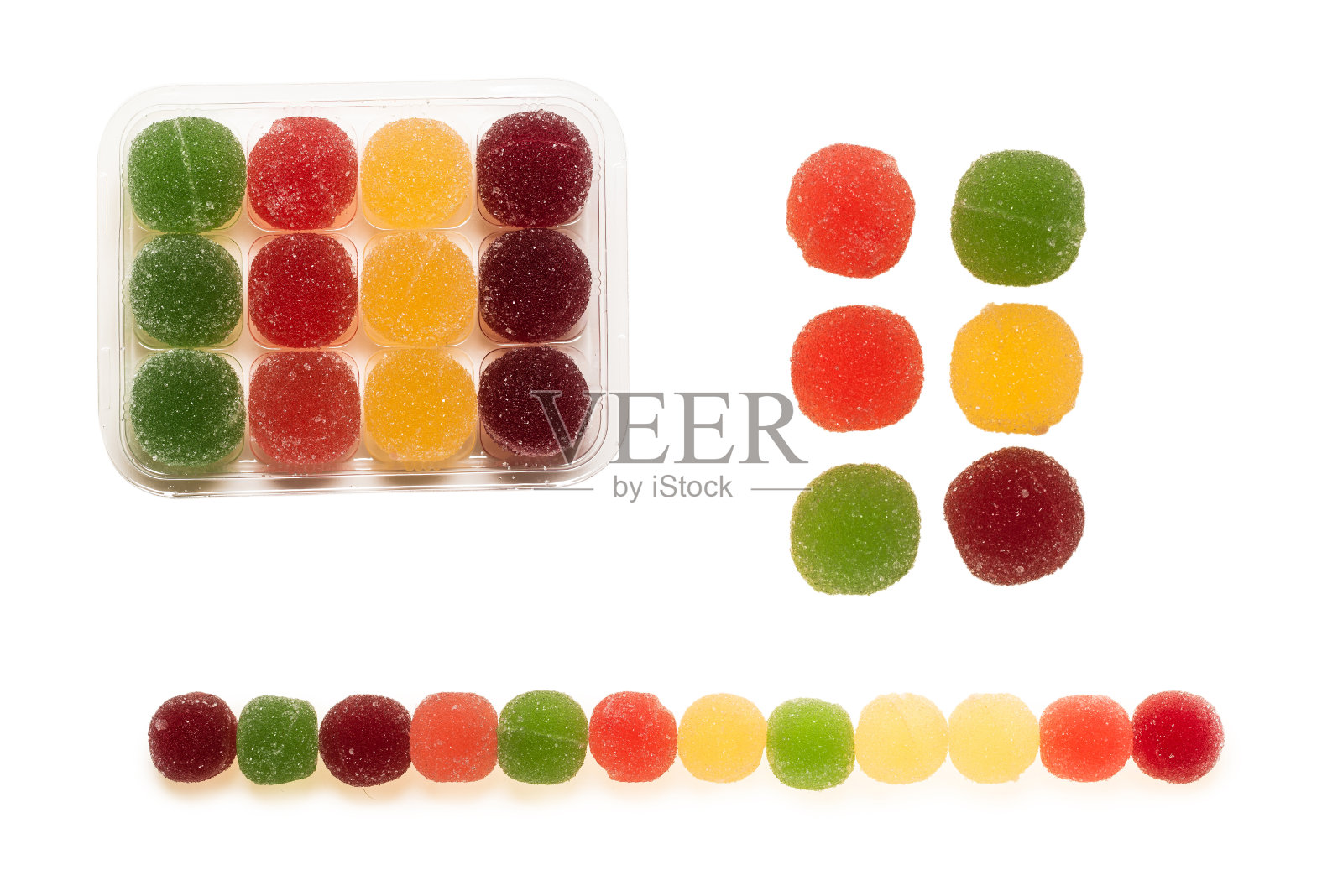 彩色的果酱孤立在白色的背景。照片摄影图片