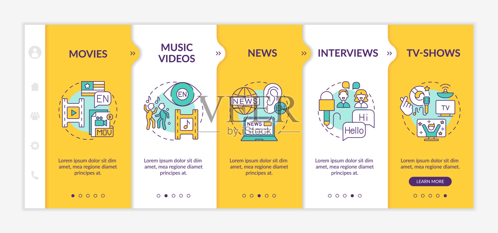 视频的外语学习上的向量模板插画图片素材