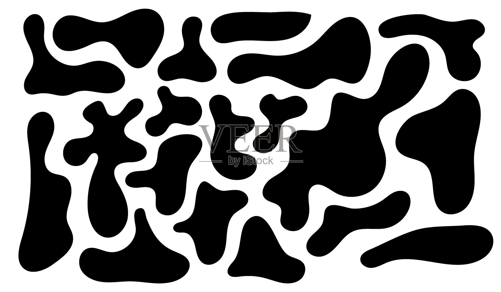 不规则的斑点,一组抽象的有机形状。抽象不规则随机斑点。简单的液体无定形污点。时尚的最小设计演示,横幅,海报和传单插画图片素材