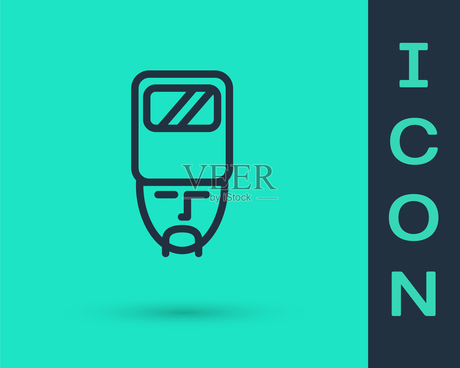 黑线乌克兰哥萨克图标孤立在绿色背景上。向量图标素材