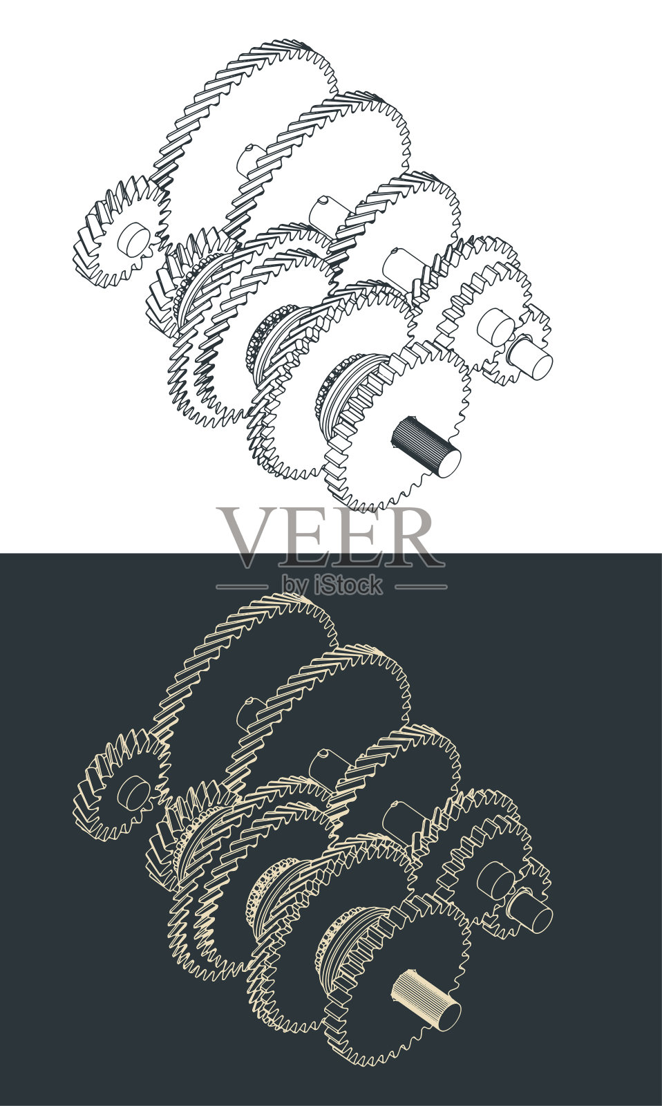 齿轮箱图纸插画图片素材