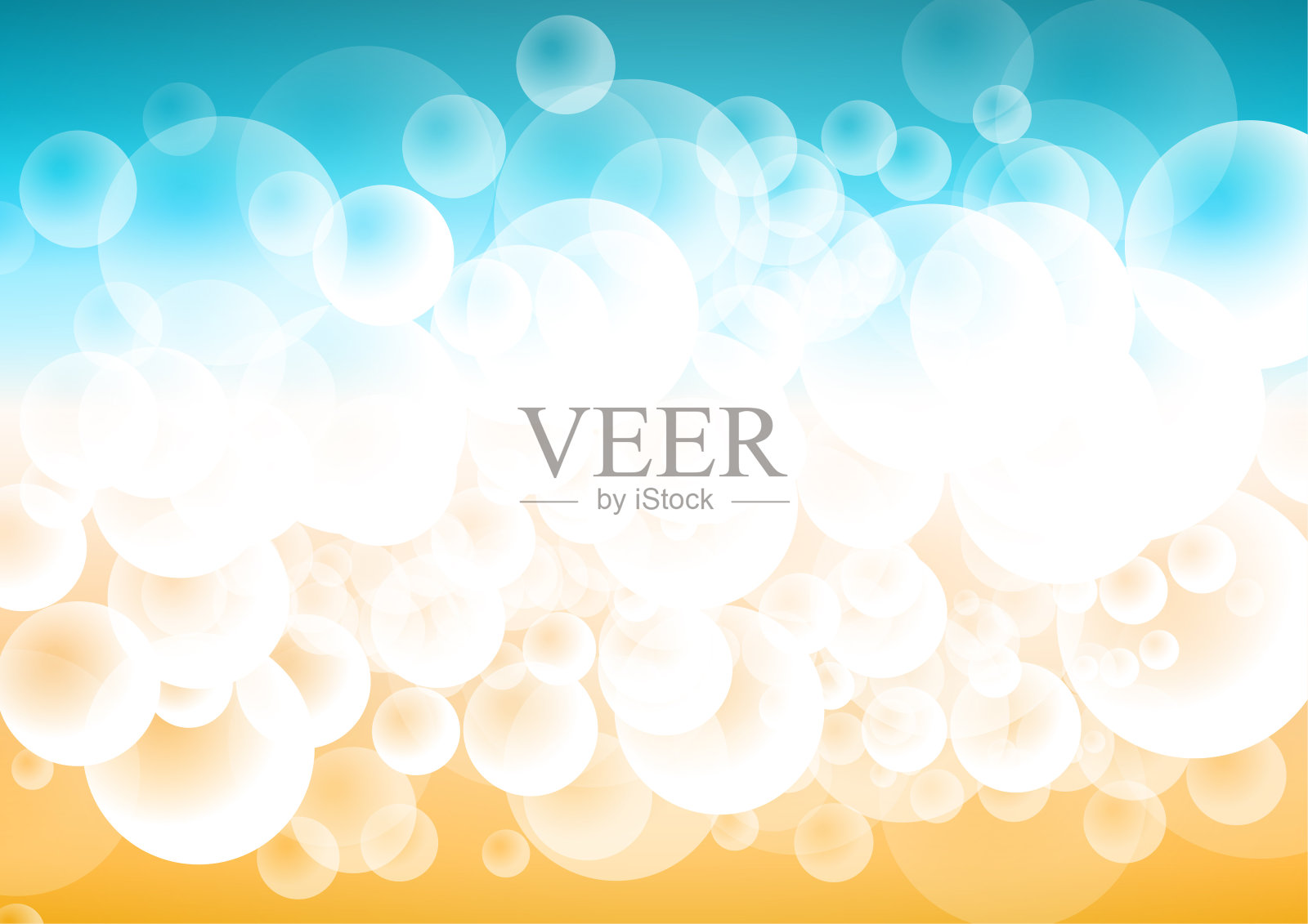 向量:泡沫与黄色和蓝色的夏季背景插画图片素材