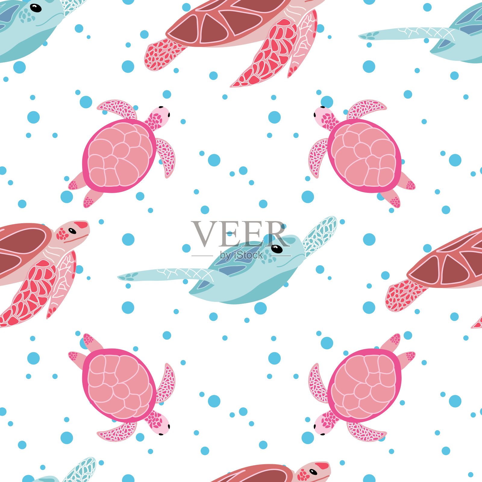 海龟矢量重复模式02插画图片素材